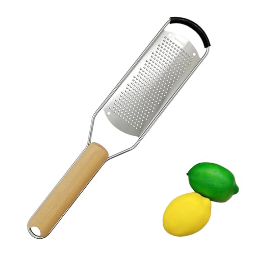 1 râpe à fromage en acier inoxydable avec poignée en bois naturel pour parmesan, citron, gingembre, fromage, noix de muscade, pomme de terre, chocolat et ail, petite râpe à parmesan, râpe à