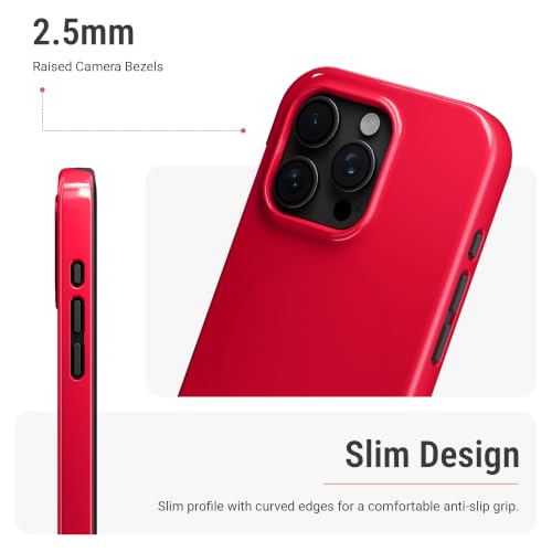 Image of DailyObjects Enamel Bumper MagSafe Case for iPhone 16 Pro Compatible with Mag-Safe Wireless Charging | Red Hybrid Magnetic Back Cover