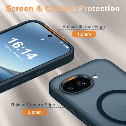 Image of for Google Pixel 10a Case, Matte Magnetic Phone Cover [with 1 Screen Protector] [Support for MagSafe] [Shockproof Military Grade Protection] Translucent Frosted Back, Navy Blue
