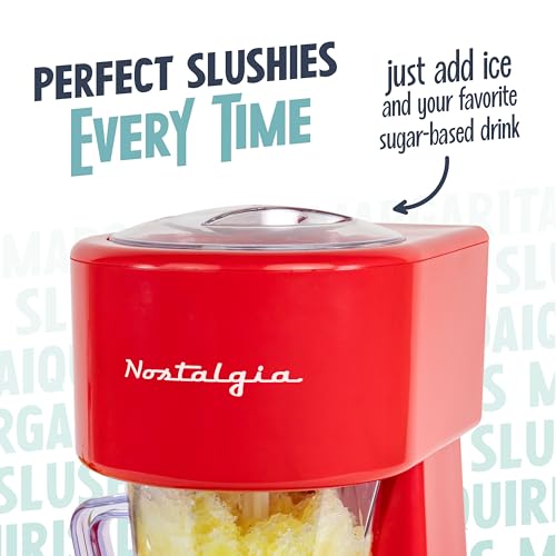 Image of Nostalgia Retro 40-Ounce Frozen Beverage Station - Slushie Machine and Ice Shaver with Automatic Mixing for Soda, Cocktails and Margaritas - Easy & Safe Use - Red