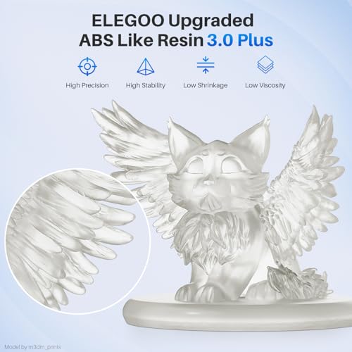 Image of ELEGOO ABS-Like Resin 3.0 Plus, 3D Printer Resin with Low Viscosity and High Precision, 405nm Rapid UV-Curing Photopolymer Resin, 3D Resin for LCD /DLP 3D Printing, Translucent 1000G | Low Viscosity and High Precision, 405nm Rapid UV-Curing Photopolymer Resin, 3D Resin for LCD /DLP 3D Printing