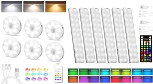 EZVALO 6 Pack+6 Pack RGB Under Cabinet Light Bundle Sales image 4