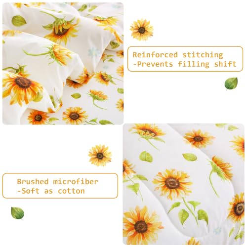 Image of lasoftan Floral Queen Comforter Set with Sheets, 7 piece Luxury Vintage Bedding, Soft Microfiber Bed in a Bag, Cozy Lightweight Bed Set, Lavender Flower Grey Leaf