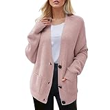 Generisch Damen Strickmantel Cardigan mit Knopfverschluss Langarm Oversize Pullover Winter Wohndesign (M)