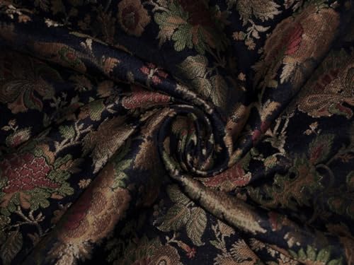 Brocart de soie noir jacquard floral King KHAB d'exception pour création
