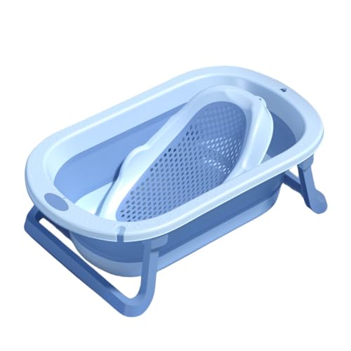 Brfveob ベビーバス 子供用風呂 赤ちゃん用 入浴補助具新生児用ベビーバス お風呂 ソフトバスチェア ベビー用 赤ちゃん用 キッズ お風呂 安心感り止め設計 ベビーバスネット お風呂サポート ベビー用浴槽 ベビー用品 (ブルー,バスタブ+入浴サポート