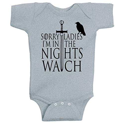 BeeGeeTees Sorry Ladies I'm in The Nights Watch Baby of Thrones Stark Family Inspired Baby Clothing (6 Months, Gray)