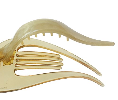 Parcelona French Pelican Light Beige Ivory Celluloid Acetate 5 Inch Salon Hinge Hair Claw Clip Slide in Secure Grip Clamp Clutcher miniatura 3