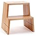 NATUREHOME Designerski podnóżek z drewna – buk naturalny z uchwytem 46 x 46 x 38 cm drabinka stołek 2 stopnie stołek do siedzenia dla dzieci i dorosłych