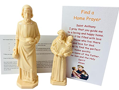 Kit mini estatuas San José y San Antonio con tarjetas de oración miniatura 3