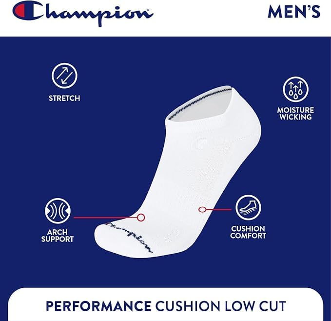 Champion Men's 6-Pack Low Cut Athletic Socks, Breathable, Size 6-12 - image 3