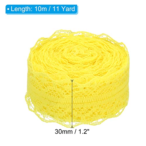 Patikil 1.2 Inch Wide 11 Yards Lace Trim Ribbon, 2 Pack Sewing Lace Roll Gift Package Floral Wrapping For Party Home Decoration Dress Craft, Yellow #TOP1