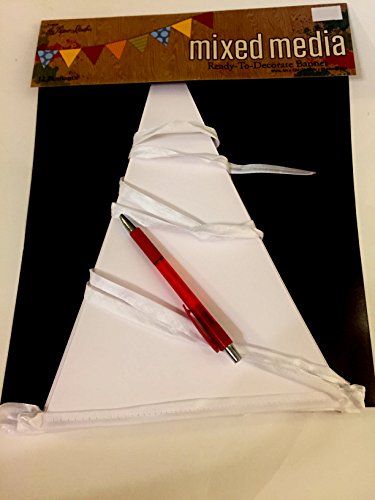 Mixed Media White Ready-to-Decorate Banner with 12 Pennants 8x12 inches Each