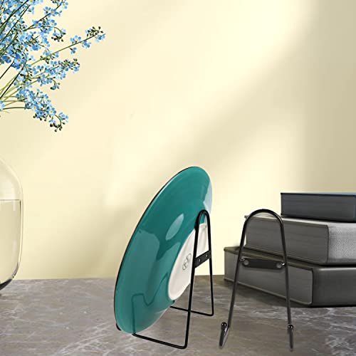 Manyee 4 Pcs 6 Inch Plate Holder Display Easel Photo Holder Display Stand Metal Wall Mount Plate Display Stands Black Display Rack Stand For Displaying Picture Frame Decorative Plate Tablet (Straight) #TOP2