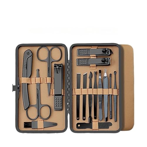 Kit de soin des ongles noir en acier robuste pour manucure précise et durable