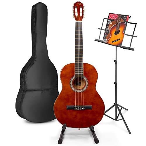 MAX SoloArt Guitare Acoustique Classique avec Musique et Support de Guitare – Marron, Idéal pour Débuter la Guitare - Les Beatles, Paul McCartney, John Lennon, RIngo Starr, George Harrison MAX SoloArt Guitare Acoustique Classique avec Musique et Support de Guitare - Marron, Idéal pour Débuter la Guitare
