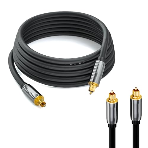 Cable Óptico, Cable de Audio Óptico, Cable de Audio Óptico Digital, Cable de Audio Digital Enchufe de Metal, 2M Cable de Fibra Óptica para Home Theater, Barra de Sonido, TV, PS4, Xbox y más 2M