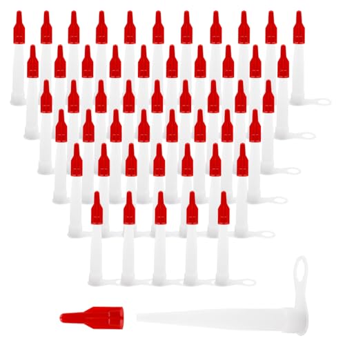 OMJMYY 50 Stück Kartuschenspitzen Transparent Silikonspitzen Silikondüsen Kartuschentüllen Abdichten Düsen mit Rot Ersatzspitzen Abdichten Kappen für Silikonkartuschen Abdichten Küche Haushalt