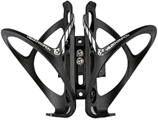 VeloChampion Double Water Bottle Cage Mount Holder. For Cycling Triathlon or Time Trial Bikes. Alloy Black (Premium Mount + Cages)