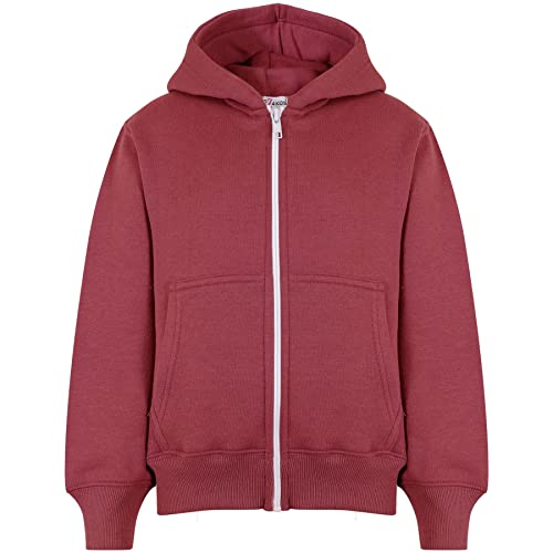 Manteau sweat à capuche zippé bordeaux pour garçon et fille 2-3 ans