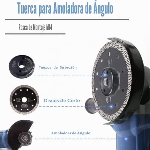 Miniatura 2 de Shallho Tuerca De Liberación Rápida M14 Para Amoladora Angular Aeg, Metabo, Makita, Flex, Black Decker, Dewalt, Hitachi