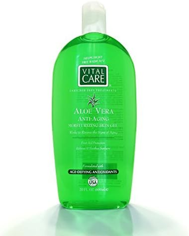 Vital Care Aloe Vera Gel - 20Oz / 600ml - Raw Natural Anti-Aging Moisturizer Soothes Sunburn, Irritated and Dry Skin - Organic Skin Care for After Sun Burn And Acne on Body, Hand, Face & Hair