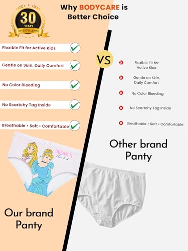 Image of BODYCARE Frozen Printed Girls Panties Pack of 5 | 100% Cotton | Ultra Soft Breathable Innerwear | Skin Friendly, Tagless Comfort | Ideal for School
