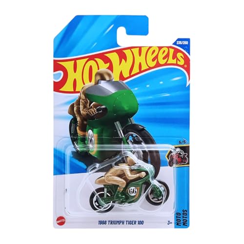 Image of Hot Wheels 1:64 1966 Triumph Tiger 100 Moto Ages 3 and Up 235 /250 (Green)