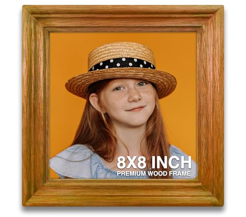 Image of Photo Frames 8x8 inch | Wall Frames | Small Photo Frames | Orange Wood Frame for Wall | Unique Home Decor, Ideal Gift for Friends & Family (8x8 inch, Orange)