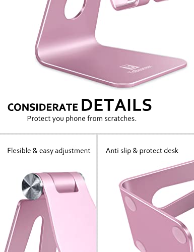 Tobeoneer Adjustable Cell Phone Stand Desktop Phone Holder, Aluminum Desk Stand Cradle Dock For Iphone 13 12 Mini 11 Xr Xs Max 8 7 6 6S 5 Plus Samsung Huawei All Smartphones (Rose Gold) #TOP3