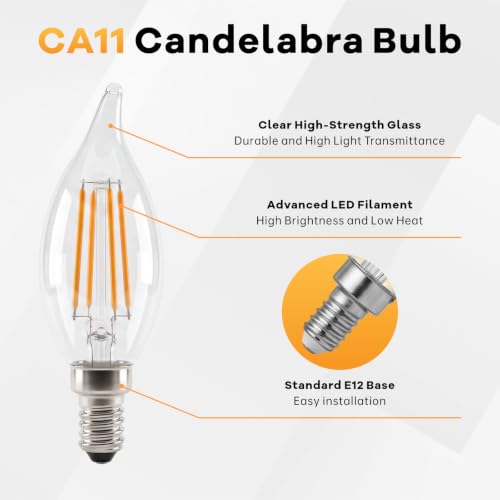 Muzonpet E12 LED Candelabra Bulbs, 40W Equivalent, 2700K Warm White 12-Pack - image 5