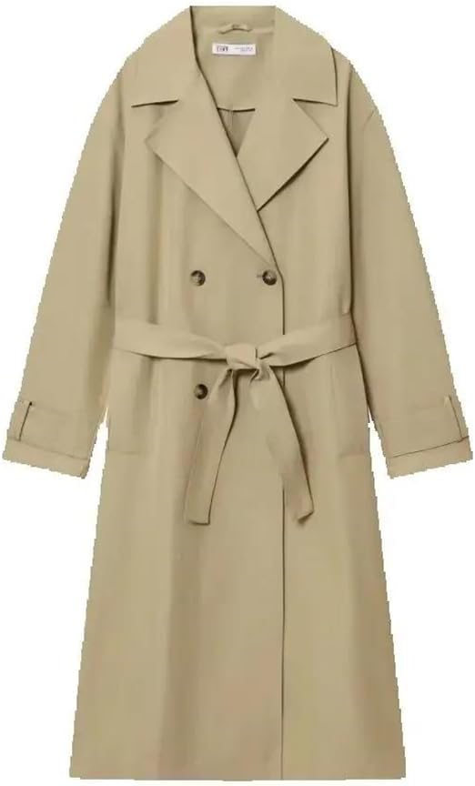 Women's Autumn/Winter Long-Sleeved Loose-Fit Buttoned Waisted Pocketed Trench Coat