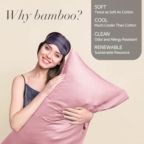 Image of BEDELITE King Pillow Cases Set of 2, Rayon Derived from Bamboo, Rose Pink | Cooling and Breathable Pillow Cover for Hot Sleepers & Night Sweats, Silky Soft Cozy, Envelope Closure, 20x36 Inches