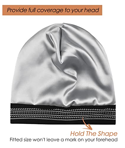 Image of Satin Lined Sleep Slouchy Cap Curly Girl Slap Headwear Gifts For Frizzy Hair Women