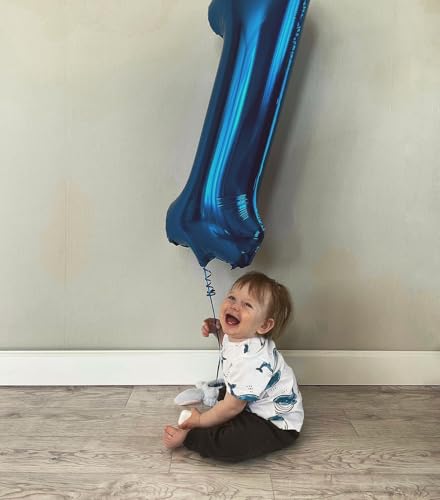 Image of 40 Inch Navy Blue Number 9 Balloon, 9th Blue Birthday Party Decorations | 40 Inch Navy Blue inflatable foil number balloons, large birthday decorations for 9th birthday