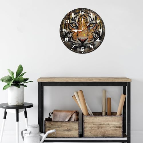 Reloj de pared analógico silencioso madera redondo 10 pulg miniatura 3