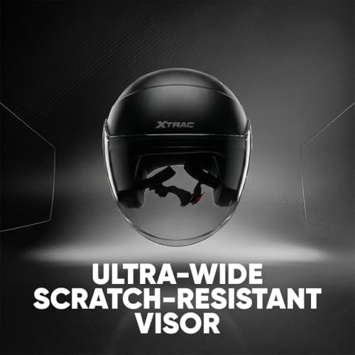 Image of Xtrac Ace Open Face Light Weight Helmet for Men & Women | ISI Certified | Black | XL
