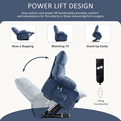 Bosmiller Power Lift Recliner Chairs Modern Power Lift Chair With Heat And Massage Lift Chair Recliners For Elderly Recliner Sofa With 2 Side Pocket, Usb Port Remote Control, Adjustable Furniture #TOP2