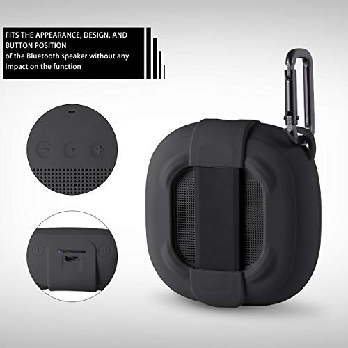Aotnex Carrying Case for Bose SoundLink Micro Case with Portable Metal Hook for Easy Carrying, Soft Silicone Shockproof Cover Fits Bose Micro Bluetooth Speakers for Secure Outdoor Protection(Black)