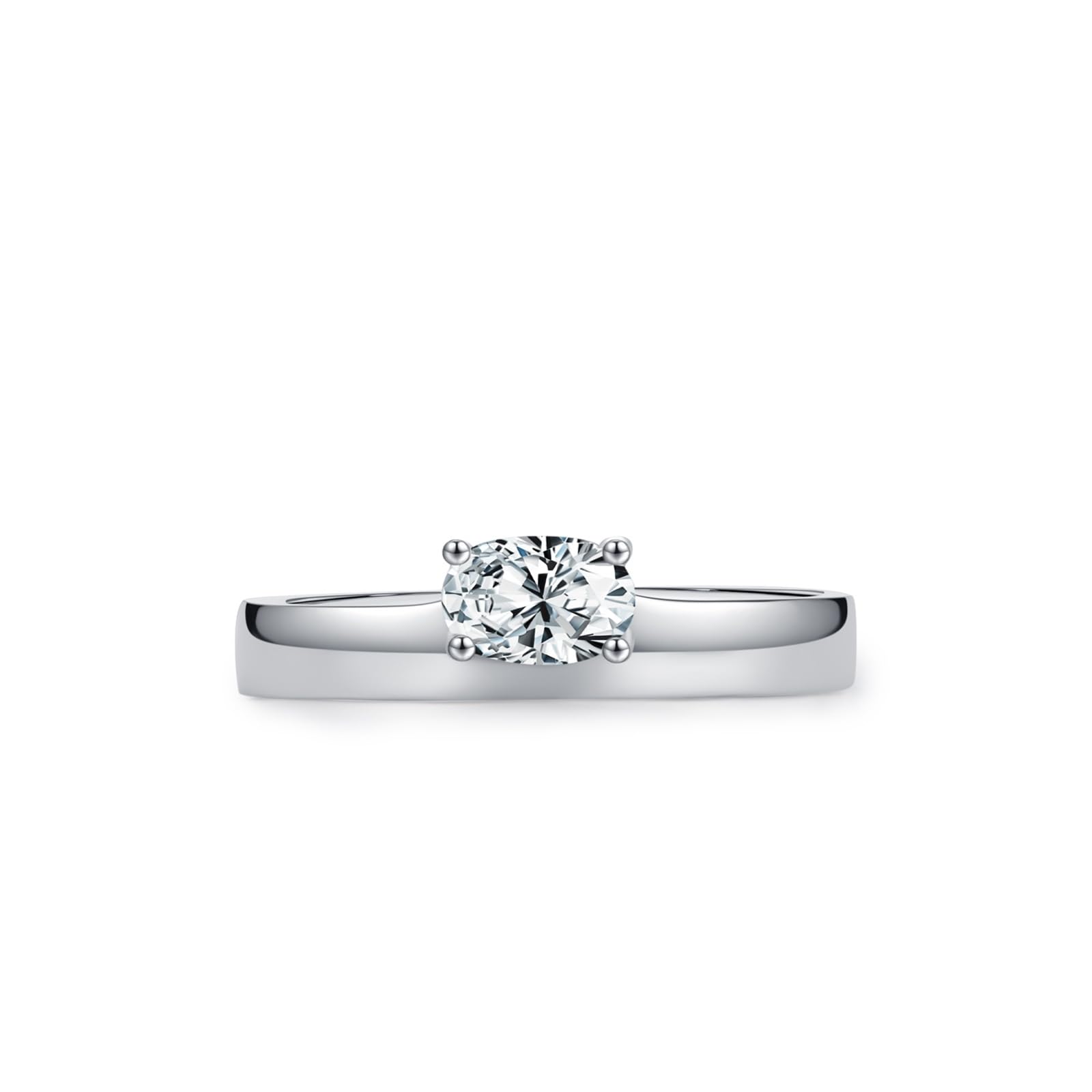 Anillo de oro blanco, diamante cultivado en laboratorio de 0,5 quilates, anillos de compromiso, anillos de oro auténtico, alianzas solitarias para mujer