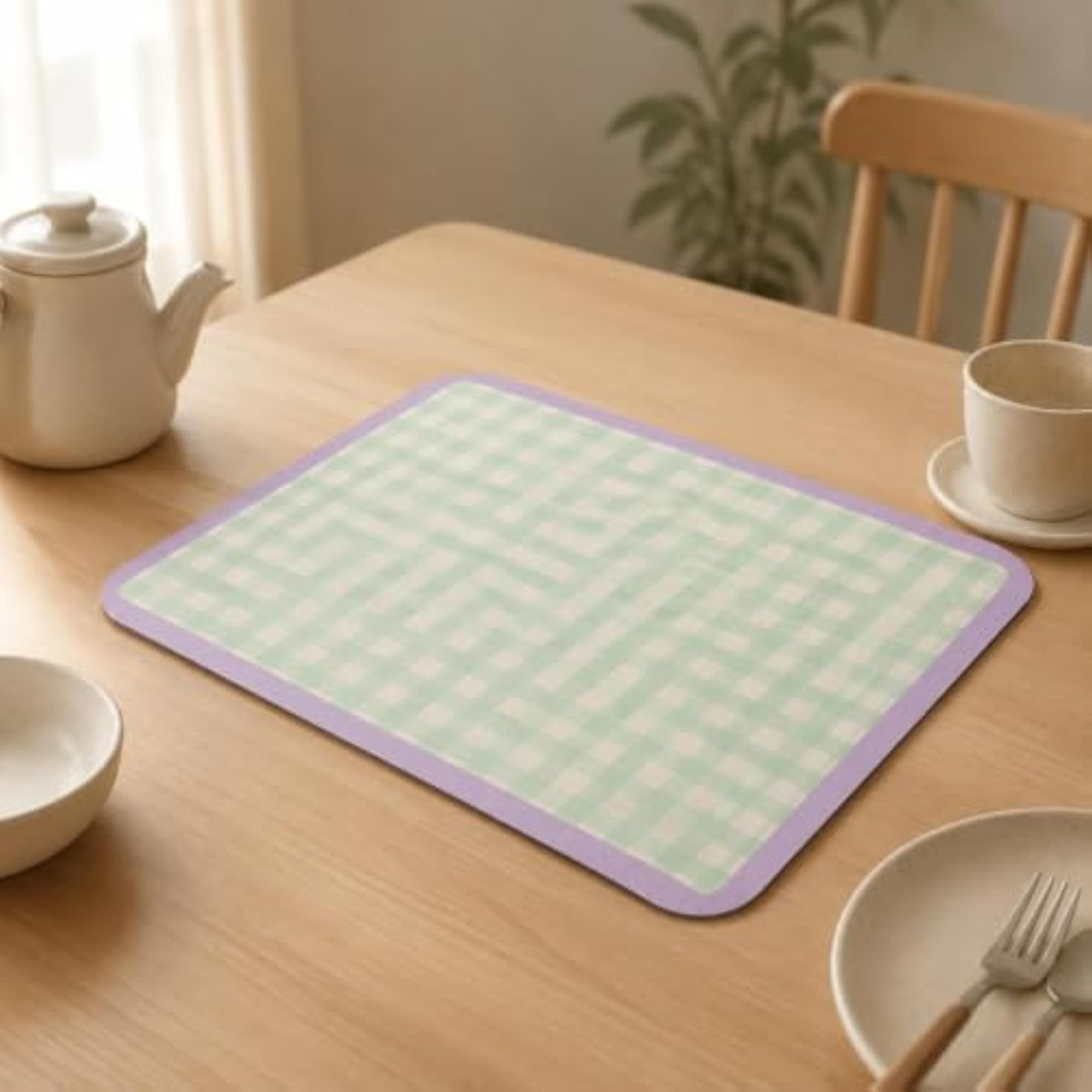 Colorful Plaid Diatomaceous Earth Kitchen Mat