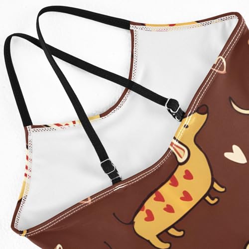 Bolaz Girls Swimsuits One-Piece Bathing Suits Summer Beach Swimwear for 3-10 Years Old-Dachshund Heart Pattern4