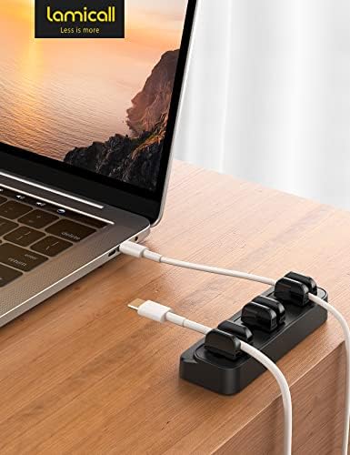 Lamicall Cable Clips, Cable Management Organisers - [2 Pack] Desk Cable Cord Wire Tidy Holder Management Organisers Ties Self Adhesive for Charger Cable, HDMI Cable, USB C Cable, other Wires - Black