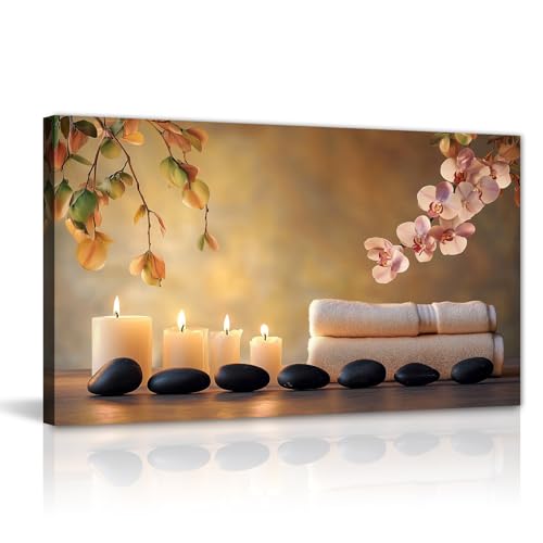 GLOKAKA Zen Spa Wall Art Candle and Stone Pictures Serene