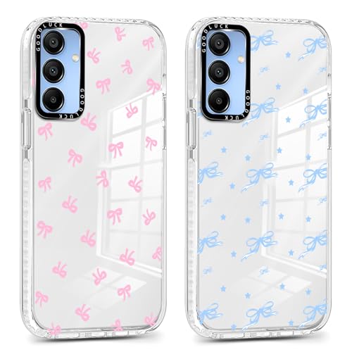 Yomjew 2 Pack Cute Clear Bow Phone Case for Samsung Galaxy A15 5G 6.5 inch, Aesthetic Trendy Soft Slim Fashion Protective Shockproof TPU Bumper Cover for Women Girls-Bow Yomjew 2 Pack Cute Clear Bow Phone Case for Samsung Galaxy A15 5G 6.5 inch, Aesthetic Trendy Soft Slim Fashion Protective Shockproof TPU Bumper Cover for Women Girls-Bow