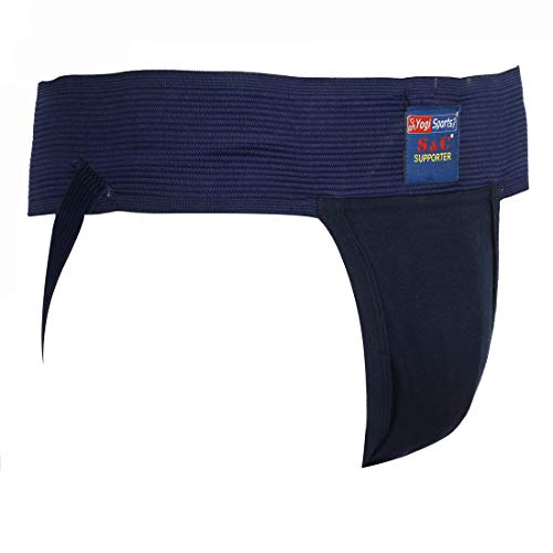 S&C Gym Cotton Supporter Jock Strap With Cup Pocket Athletic Fit Brief Multi Sports Underwear For Gym, Fitness, Cricket Outdoor Inner Wear Soft Underpant For Men's Gym Medium By Yogi Sports Navy Blue #TOP1