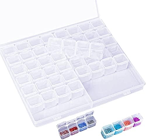 Jinlaili Seed Bead Storage Box, Storage Containers 56 Grids, Plastic Organizer Case, Embroidery Storage Box, Detachable Pill Box, Clear Bead Container for Nail Diamonds, Seeds, Art Craft Accessories