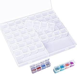 Jinlaili Seed Bead Storage Box, Storage Containers 56 Grids, Plastic Organizer Case, Embroidery Storage Box, Detachable Pill Box, Clear Bead Container for Nail Diamonds, Seeds, Art Craft Accessories