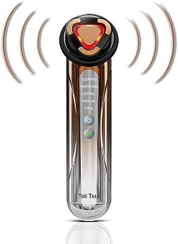 Radio Frequency Facial Machine - 5 in 1 Home Anti-Aging Skin Tightening Rejuvenation Skin Care Device, Light Therapy for Wrinkles Lifting High Frequency Face Massager with EMS