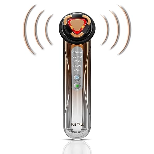 Radio Frequency Facial Machine - 5 in 1 Home Anti-Aging Skin Tightening Rejuvenation Skin Care Device, Light Therapy for Wrinkles Lifting High Frequency Face Massager with EMS
